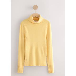 Next Yellow Roll Neck Ribbed Jumper With Wool