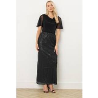 Lts Tall Black Sequin Maxi Skirt Size 24