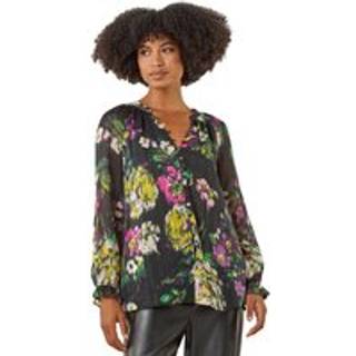 Roman Roman bluse med metallisk blomstertryk