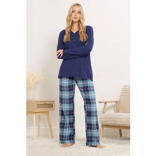 Lts Tall Blue Cotton Check Pyjama Bottoms 18-20 Lts | Tall Women's Pyjama Bottoms