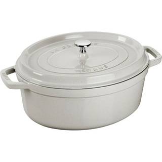 Oval Cocotte-gryde, støbejern, 33 cm/6,7 l, White Truffle - Staub