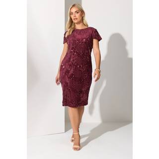 Yours Curve Yours Curve Red London Sequin Velvet Cap Shift Dress - 44