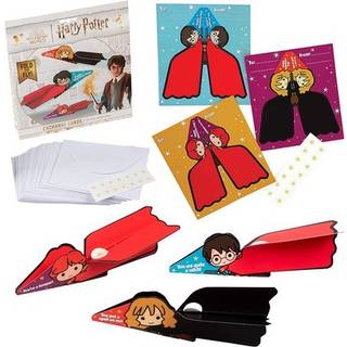 Harry Potter Flying Broom Valentines Day Cards For Kids 28 Card Pack & Convolles - Fold and Fly Paper Airplane Harry Hermione og Ron - Fantastisk