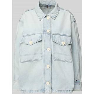 Oversized Faded Denim Utility Jacket