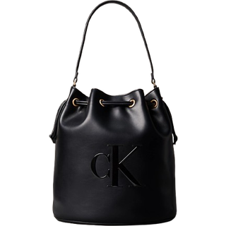 Embossed Monogram Logo Bucket Bag - Black - One Size