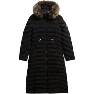 Superdry Superdry Black Fuji Faux Fur Hooded Longline Coat