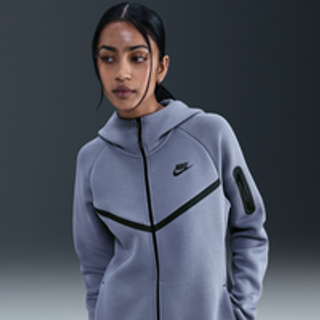 Nike Tech Fleece Windrunner-hættetrøje med lynlås til kvinder - blå - XS (EU 32-34)
