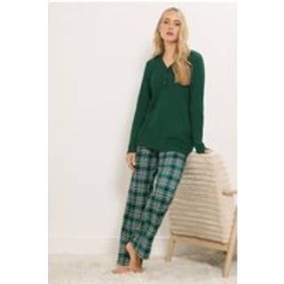 Lts Tall Green Cotton Check Pyjama Bottoms 10-12 Lts | Tall Women's Pyjama Bottoms