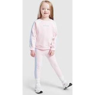 adidas Girls' Colour Block Linear Crew Tracksuit Infant, Pink - 18-24M