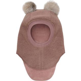Huttelihut Balaclava I Uldalpakka Med Pomponer Burlwood  Burlwood 53 cm  Lyserød  53 cm  unisex