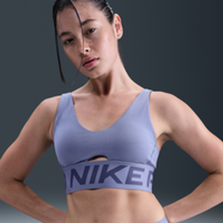 Nike Pro Indy Plunge-sports-bh med medium støtte og indlæg til kvinder - blå - L