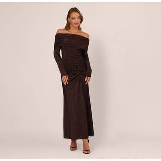 Adrianna Papell Adrianna By Adrianna Papell Brown Brown Metallic Knit Long Dress - 46