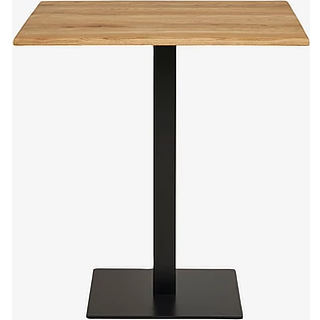 Lignano cafebord, eg, sort metal base, 70 x 70 x 75 cm, natur eg