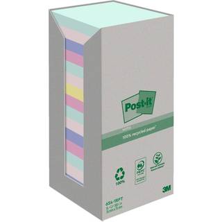 Post-it blok Recycled notes 76x76mm i flere farver, 16 blokke