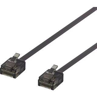Deltaco Flat 1mm, Cat6a netværkskabel0.5m- Sort