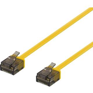 Deltaco Flad Netværkskabel med Slimstik 0,5m - Cat6a (U/UTP) Gul