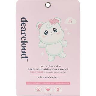 dearcloud Beary Glowy Skin Deep Moisturizing Dew Essence Face Mask Korean Sheet Mask - Vegan Collagen Hyaluronic Acid & Madecassoside (3 Pack)