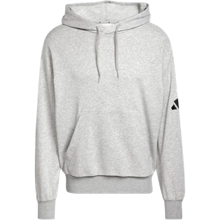 Essentials Loose-Fit 3 Bar Logo French Terry hættetrøje - Medium Grey Heather / Black