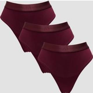 MP Mid Rise Thong til kvinder (pakke med 3) − Deep Berry - L - Rød