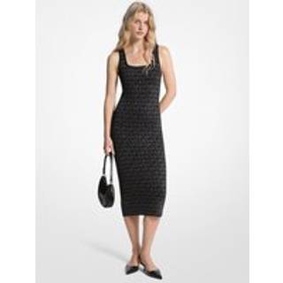 MK Metallic Logo Jacquard Midi Dress - Silver - Michael Kors - XXS