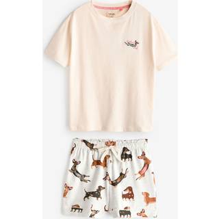 Next Ecru Dachshund 100% Cotton Short Set Pyjamas