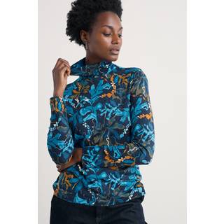 Seasalt Cornwall Seasalt Cornwall Blue Landing Roll Neck Top in Cotton