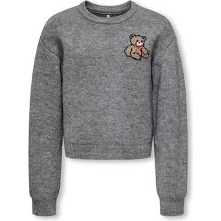 Teddy Striktrøje ,Medium Grey Melange, 146-152 cm
