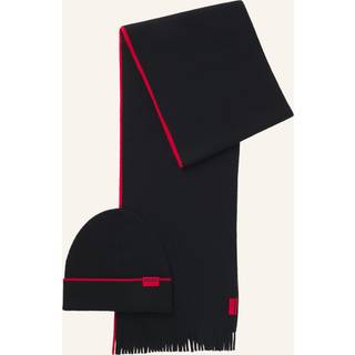 Hue- og tørklædesæt med logomærkater i uldmateriale