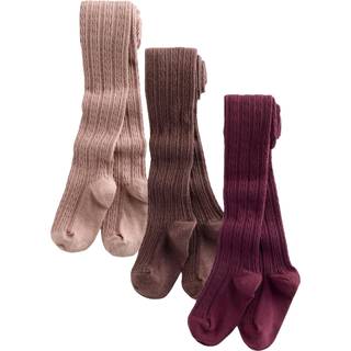 Next Pink Berry Red and Chocolate Brown Regular Length Cotton Rich Cable Tights 3 Pack