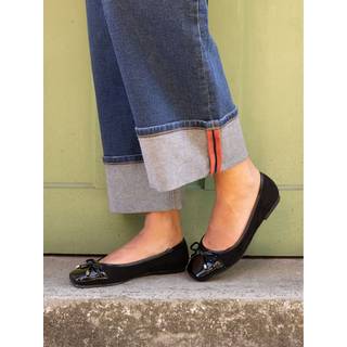 Novo Novo Black Standard Fit CAPRICORN Soft Sqaure Toe Cap Bow Ballerinas - 5 EU 38