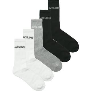 JACK & JONES Herre Regen Five Pack Crew Sokker Lysegrå Melange/Hvid/Hvid/Sort/Sort