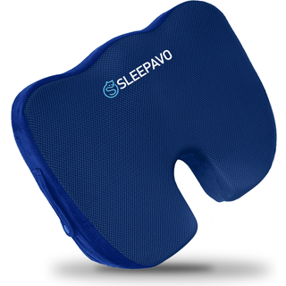 Sleepavo Navy Blue Memory Foam Seat Pushion til kontorstol - Pude til iskias Coccyx baghaleben og lændesmerter - Ortopædisk stolpad Lumbar Suppor