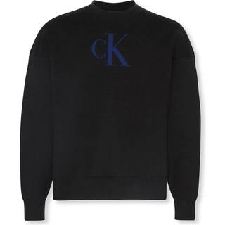 Cotton Blend Monogram Logo Relaxed Sweater - Black - XXL
