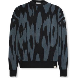 Print Jacquard Relaxed Sweater - Blue - M