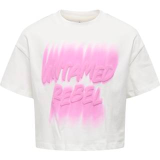 Kids Only T-shirt Cloud Dancer Med Pink Print - Str. 7-8y 122/128cm