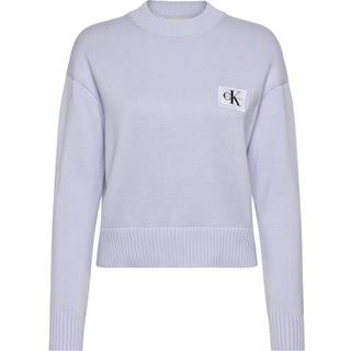 Cotton Knit Badge Jumper - Blue - L
