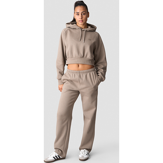 Everyday Cropped Hoodie Wmn Greige