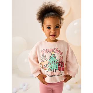 Next Light Pink Festive Friends Christmas Crew Neck Sweatshirt (3mths-7yrs)