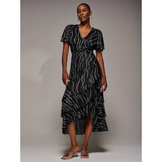 Jolie Moi Jolie Moi Midaxi-kjole med flæsekant i mesh - EU 40 (UK 12)