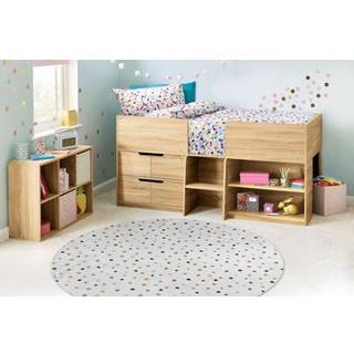 BAMBINO 47890 cirkel tæppe skal vaskes Prikker for børn skridsikker - hvid / brun cirkel 120 cm