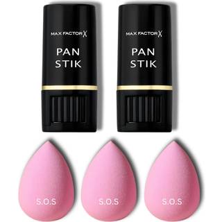 Max Factor Pan Stik Foundation 012 True Beige (pakke med 2) med S.O.S Beauty Blender (pakke med 3) bundt