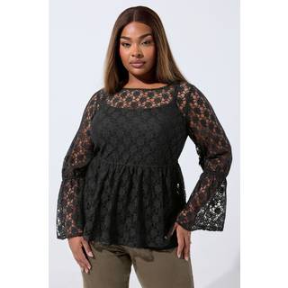 Yours Curve Yours Curve Black Limited Lace Flare Sleeve Blouse