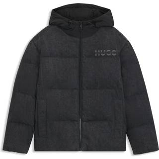 Vatteret jakke i sort denim med relaxed fit og logoer
