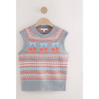 Next Grey Cherry Fairisle Super Soft Crew Neck Knitted Tank