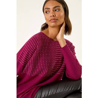 Roman Roman Red Embellished Stripe Knit Jumper