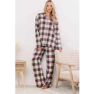 Lts Tall Ivory White & Red Cotton Check Pyjama Set 22-24 Lts | Tall Women's Pyjama Sets