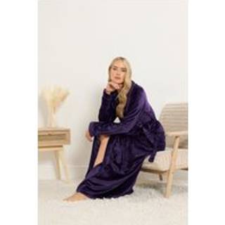 Lts Tall Purple Shawl Collar Maxi Dressing Gown Size 8-10