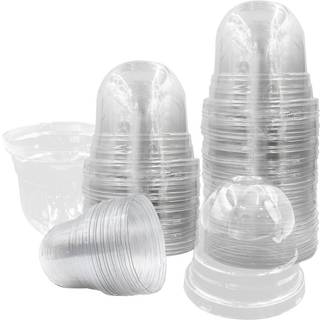 Rootrimmer 50 Pack Clear Plant Pot Domes Transparente frøplante Dupes kompatible med 4 tommer frøstarterpotter til indendørs udendørs havearbejde