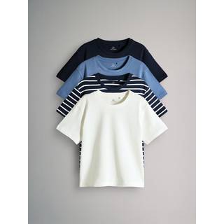 The Set The Set Navy/Blue/White/Stripe 4 Pack Oversized Short Sleeve Heavyweight Cotton T-Shirts
