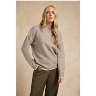 Lts Tall Natural Brown Contrast Piping Jumper 18-20 Lts | Tall Women's Sweaters & Jumpers
